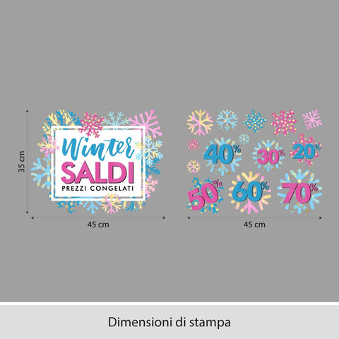 Saldi fiocchi colorati | Vetrofania