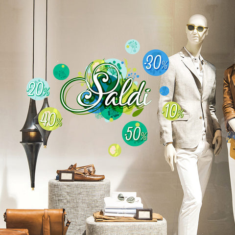Saldi con riccioli | Vetrofania
