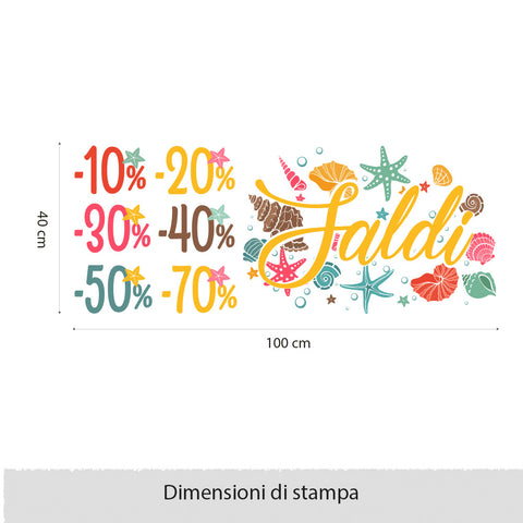 Saldi fondale colorato | Vetrofania