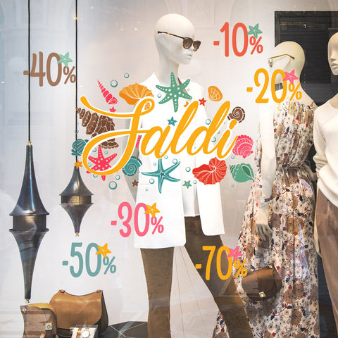 Saldi fondale colorato | Vetrofania