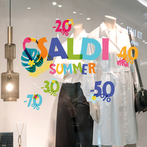 Saldi effetto tropicale | Vetrofania