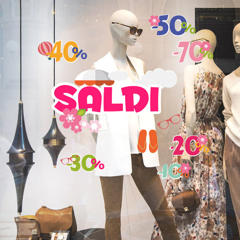 Saldi sotto l'ombrellone | Vetrofania