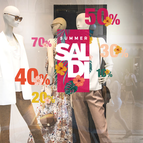 Saldi fiori tropicali | Vetrofania