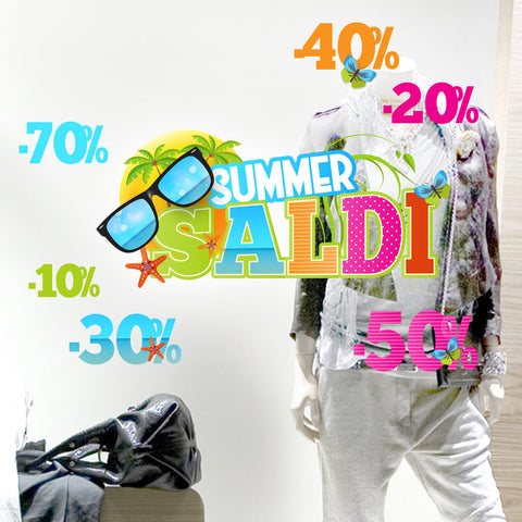Saldi in vacanza | Vetrofania