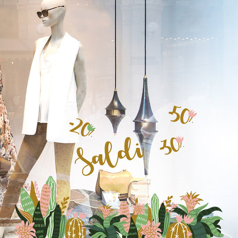 Saldi Cactus in fiore | Vetrofania