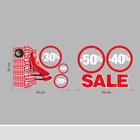 Saldi scarpe rosse | Vetrofania