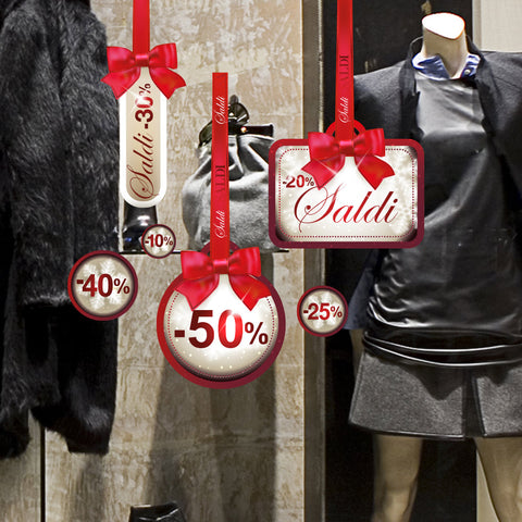 Saldi con fiocchi | Vetrofania