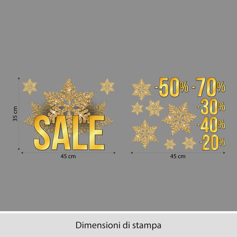 Saldi fiocchi dorati | Vetrofania
