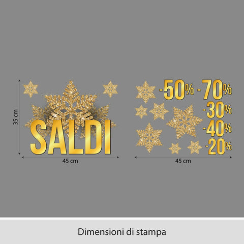 Saldi fiocchi dorati | Vetrofania