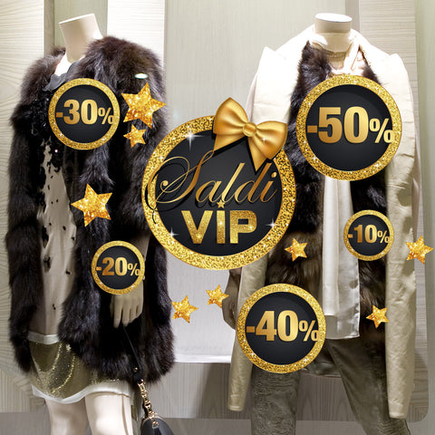 Saldi VIP con fiocco | Vetrofania