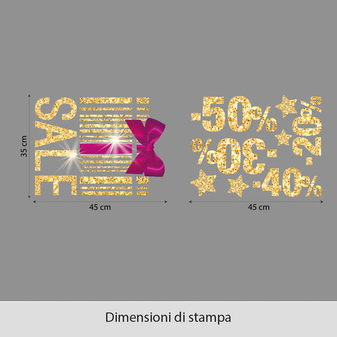 Saldi pacchetto dorato | Vetrofania