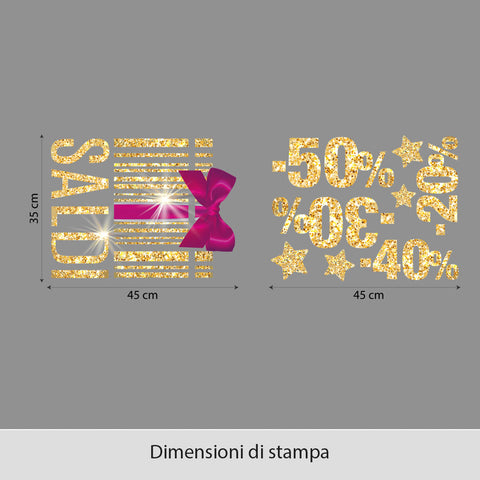 Saldi pacchetto dorato | Vetrofania
