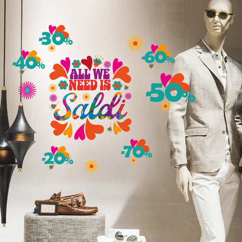 All we need is saldi | Vetrofania
