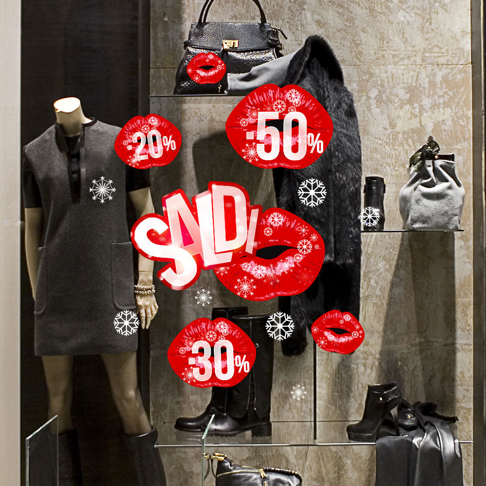 5 Pz. Kit Adesivi Saldi Rimovibili Per Vetrine Negozi, Vetrofania