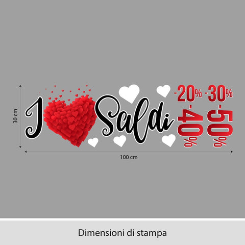 Saldi cuore love | Vetrofania