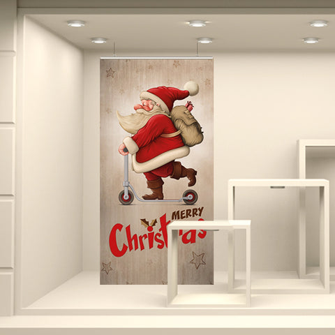 Fondale Babbo Natale sul monopattino