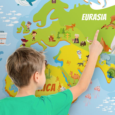 Adesivo murale per bambini Cerchio Planisfero allegro dettaglio