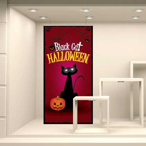 Fondale vetrina Halloween black cat Adesivi Murali